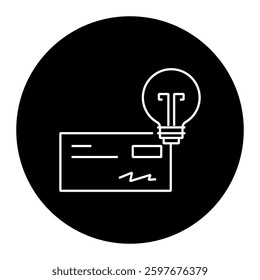 Light bulb with a check representing digital payments, fintech solutions, financial security, and transaction innovation