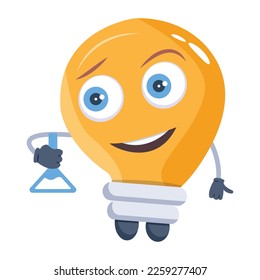 Bombilla con matraz químico, diseño plano de idea de laboratorio 