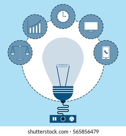 Light bulb with circle elements for infographic. 