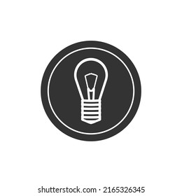 Light bulb in a circle on a gray background. Vector illustration.