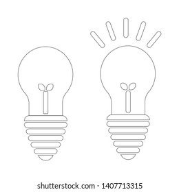 Light bulb circuit on and off flat style Light bulb outline