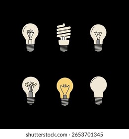 Light bulb clip art showcasing diverse lighting solutions for innovative designs and creative projects focusing on energy and bright ideas.