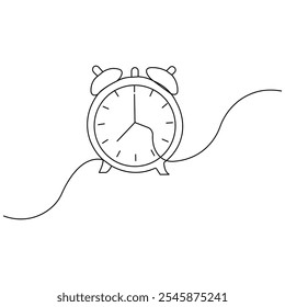Light bulb clock icon  continuous one line drawing  outline vector illustration 