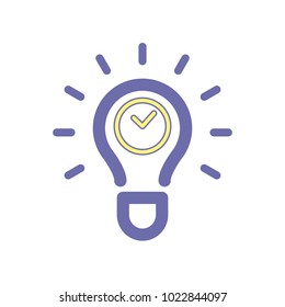 Light bulb clock idea icon. Vector illustration