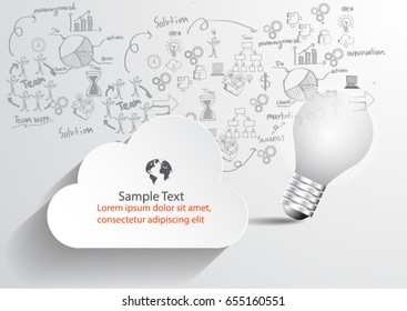 Light bulb and cloud with drawing business strategy plan idea, Inspiration concept modern design template , Vector illustration