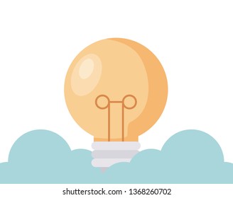 light bulb with clouds isolated icon