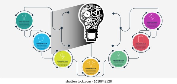  Light bulb and cog  - creativity Idea concept  vector illustration  - infographics,template,steps.
