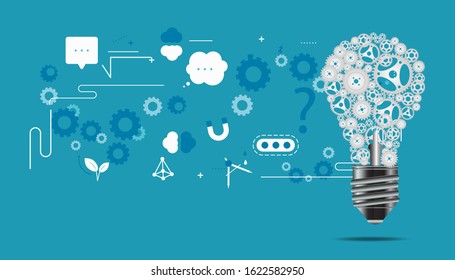 Light bulb with cog and icon - Idea and Concept Vector illustration.