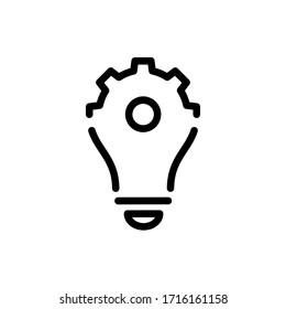 Light bulb and cog. icon on white background. Concept creative idea and innovation. Light bulb.