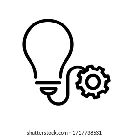 Light bulb and cog. icon on white background. Concept creative idea and innovation. Light bulb.