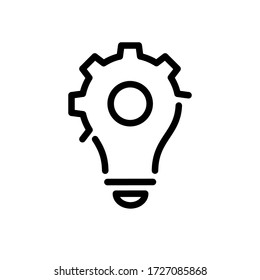 Light bulb and cog. icon on white background. Concept creative idea and innovation. Light bulb.