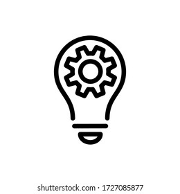 Light bulb and cog inside. icon on white background. Concept creative idea and innovation. Light bulb.