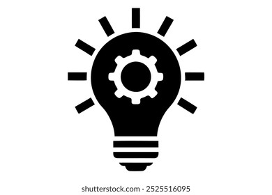 Light bulb with cog symbol Lightbulb icon.