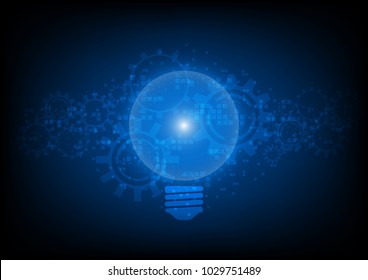 Light bulb with cogwheel set and pixel board, Technology abstract and communication concept, Vector illustration background.