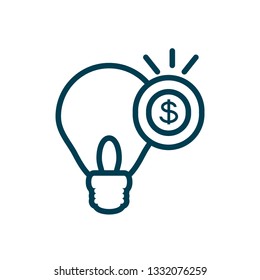 light bulb with coin isolated icon