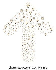 Light Bulb collage composed in the figure of upwards direction arrow. Ahead directional arrow collage designed from light bulb pictograms.