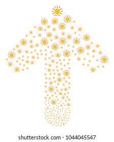 Light Bulb collage created in the combination of forward oriented arrow. Upwards pointer arrow shape constructed from light bulb objects.