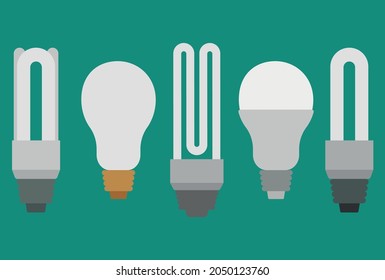 Light bulb collection. Set of economic bulb isolated vector illustration for web, companies, handbook, corporate use.