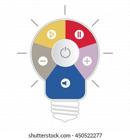 Light bulb color info graphic, audio concept. Vector illustration.