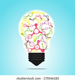 Light bulb with colorful application icon - Illustration