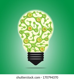 Light bulb with colorful application icon - Illustration 