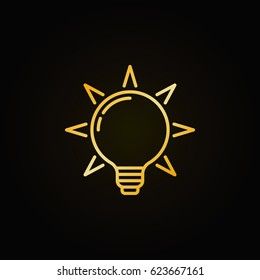 Light bulb colorful icon. Idea bulb golden symbol or logo element on dark background