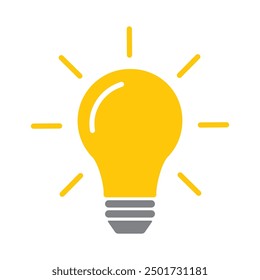 Light Bulb colorful icon vector, isolated on a white background. Idea sign, solution, think concept. 
analytical thinking for processing. Lighting Electric lamp. Electricity, shine.Trendy Flat style.