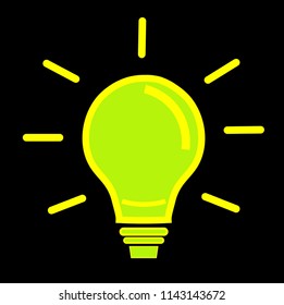 Light Bulb in colorful line icon vector, isolated on black background. Idea sign, solution, thinking concept. Lighting Electric lamp. Electricity, shine. Trendy Flat style for graphic design