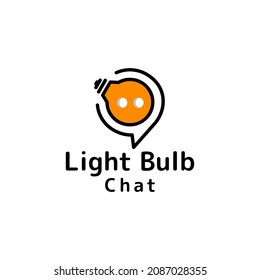 Light bulb combination with chat icon in background white , vector logo design editable
