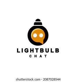 Kombination aus Glühbirne und Chat-Symbol auf weißem Hintergrund, Vektorgrafik-Logo-Design bearbeitet