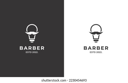 light bulb combine with mustache logo design modern concept