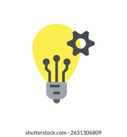 light bulb combined with a gear and eye symbolizing visionary technology and futuristic ideas.