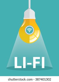 Light bulb combined with wifi. Vector illustration. Li-Fi, technology, internet and networking concept