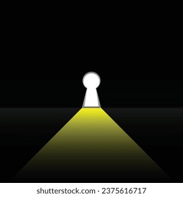 Light bulb coming through from door keyhole. New solution idea concept for business template.