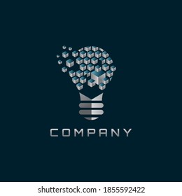 Light bulb composed of cubes vector illustration. Light bulb logo vector. Light bulb emblem