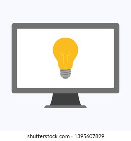 Light bulb with computer, business concept vector illustration