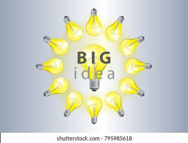 Light bulb with the concept of big idea