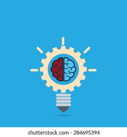 light bulb concept brain inside gear