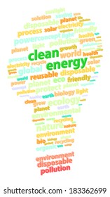 Light Bulb Concept Of Clean Green Energy Word Cloud