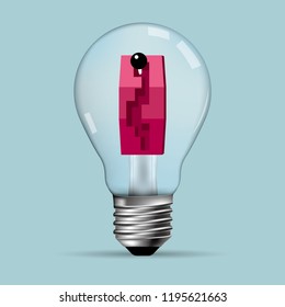 Light bulb concept design, isolated on blue background.