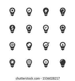 Light Bulb Concept Icons in Glyph Style