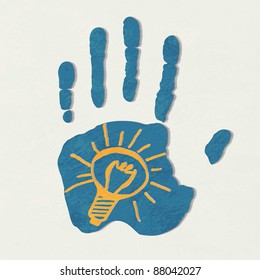 Light bulb. The concept of idea. light bulb in the hand of man.