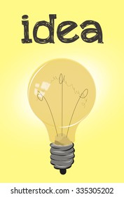 Light bulb with concept of idea poster. Vector illustration. Isolated background
