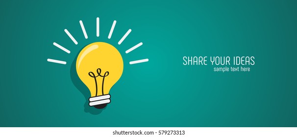 Light bulb with concept of idea. Vector illustration. Copy space.