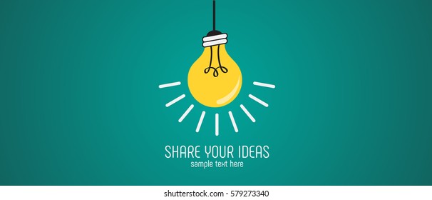 Light bulb with concept of idea. Vector illustration. Copy space.