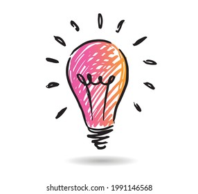 Light Bulb. Concept and ideas, hand-drawn illustration. Vector.