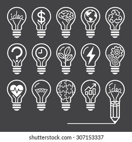 Light bulb concept line icons style. Vector illustration.