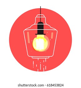 Light bulb concept. Turned on lighting illuminated lamp vector icon. Preparing house for sale tip. Let the lite in, improve home staging. Selling infographics. Interior house, bulb rays illustration