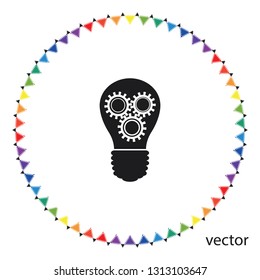 Light bulb with configures, vector icon
