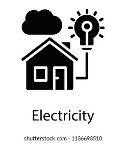 A light bulb connected to house, domestic electricity connection